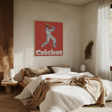 Vintage Cricket Player | Canvas - Room Interior 2