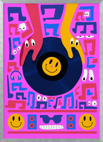 Pink Music Dance Party | Poster - Silver Frame Interior