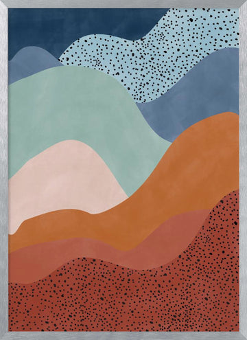 Earthy Layered Landscape | Poster - Silver Frame Interior