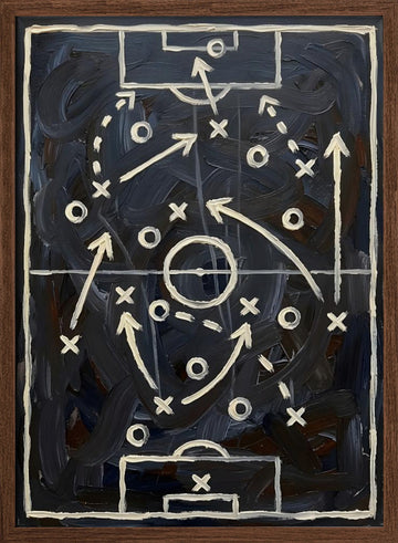 Football Play Diagram | Poster - Walnut Frame Interior