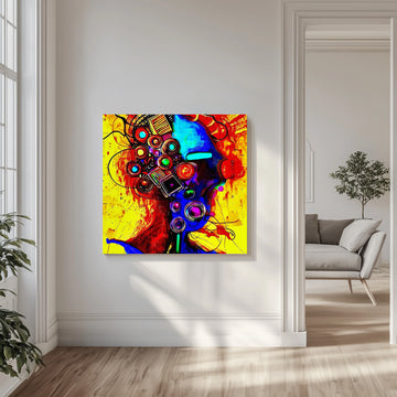 Vibrant Abstract Head | Canvas - Room Interior 1
