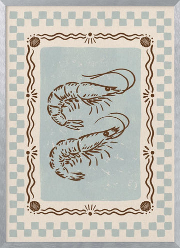 Rustic Shrimp Duo | Poster - Silver Frame Interior