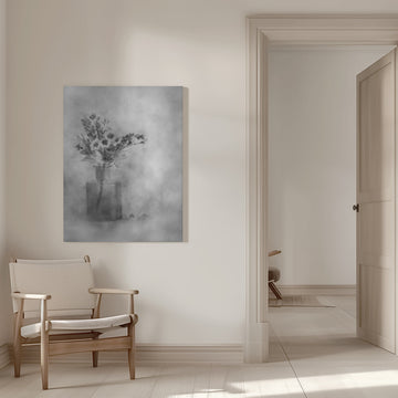 Dreamy Black and White Flowers | Canvas - Room Interior 1