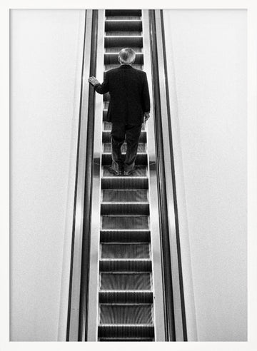 Solitary Escalator Climb | Poster - White Frame Interior