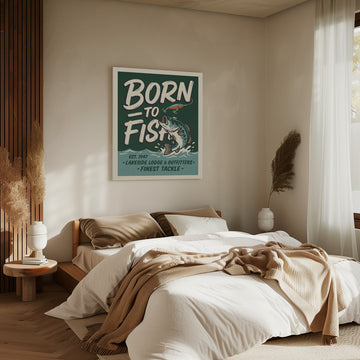 Retro Bass Fishing Sign | Canvas - Room Interior 2