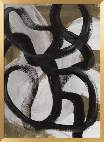 Abstract Brush Strokes 127X | Poster - Gold Frame Interior