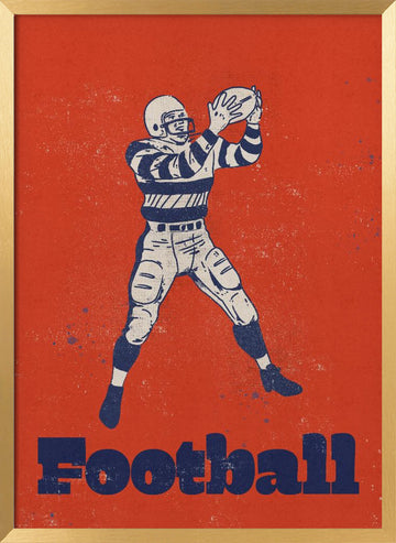 Vintage Football Catch | Poster - Gold Frame Interior