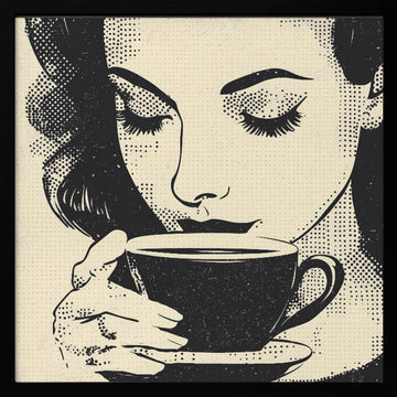 Morning Coffee Moment | Poster - Black Metal Frame Interior
