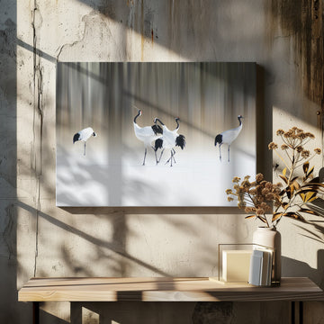 Graceful Cranes in Snow | Canvas - Room Interior 2