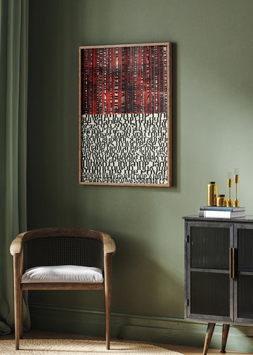 Red Stripes and Fragmented Text | Poster - Room Interior 2