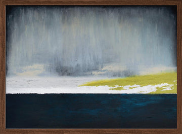 Rain Over Yellow Field | Poster - Walnut Frame Interior