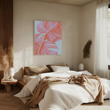 Coral Monstera Glow | Canvas - Room Interior 2