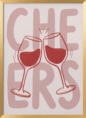 Cheers Wine Toast | Poster - Gold Frame Interior