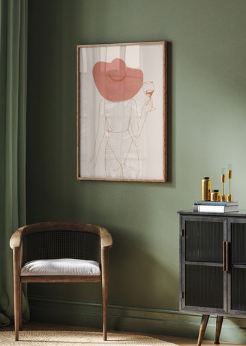 Chic Hat And Wine | Poster - Room Interior 2