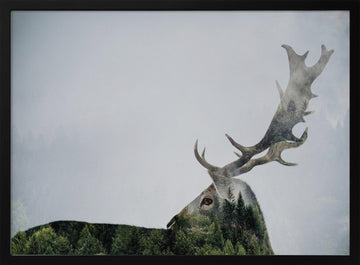 Forest Deer Spirit | Poster - Black Metal Frame Interior