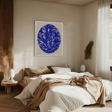 Blue Botanical Oval | Canvas - Room Interior 2