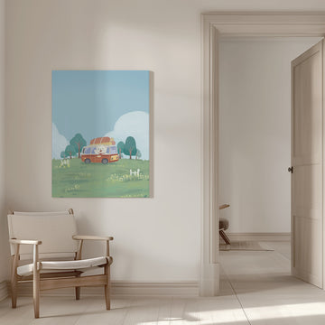 Happy Camper Bear | Canvas - Room Interior 1