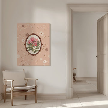 Vintage Pink Flower Frame | Canvas - Room Interior 1