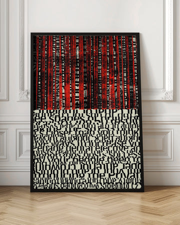 Red Stripes and Fragmented Text | Poster - Room Interior 1