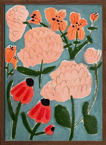 Colorful Abstract Garden | Poster - Walnut Frame Interior