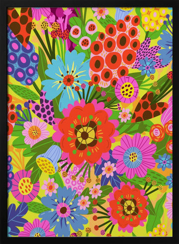 Vibrant Blossoms | Poster - Black Metal Frame Interior