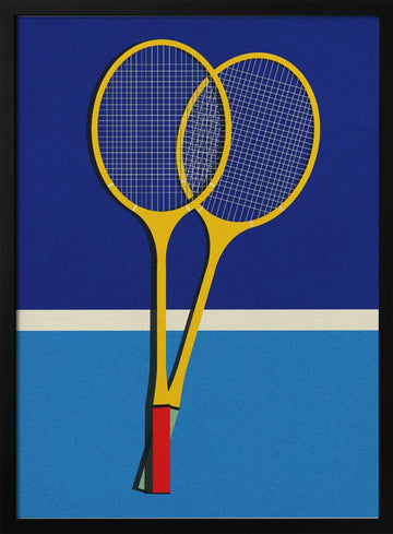 Wooden Badminton Rackets | Poster - Black Metal Frame Interior