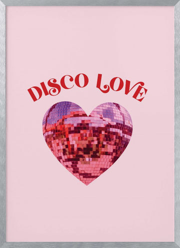 Disco Love Heart | Poster - Silver Frame Interior
