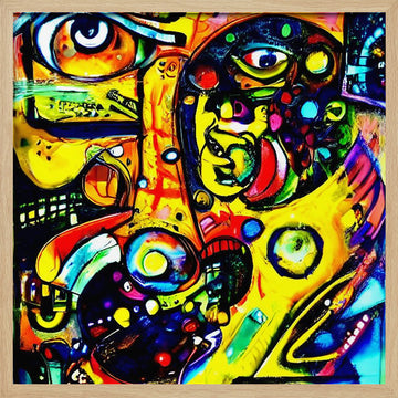 Vibrant Abstract Faces | Poster - Wood Frame Interior