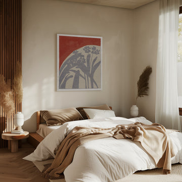 Red And Grey Botanicals | Canvas - Room Interior 2