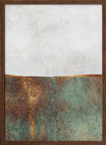 Golden Patina Horizon | Poster - Walnut Frame Interior
