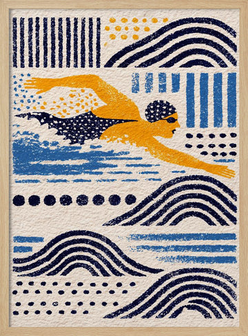 Stylized Swimmer Patterns | Poster - Wood Frame Interior
