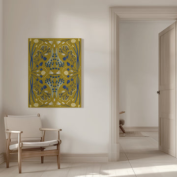 Folk Mirrored - Blue and Olive | Canvas - Room Interior 1