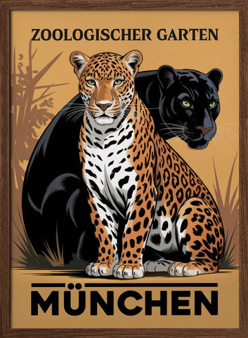 Munich Zoo Jaguar Panther | Poster - Walnut Frame Interior