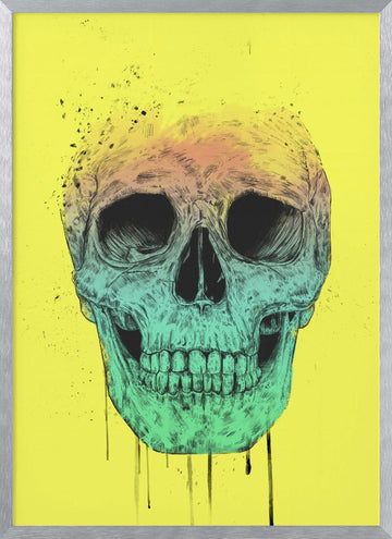 Vibrant Gradient Skull | Poster - Silver Frame Interior