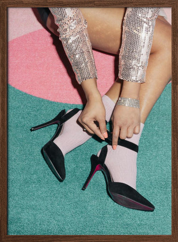 Stylish Heels and Socks | Poster - Walnut Frame Interior