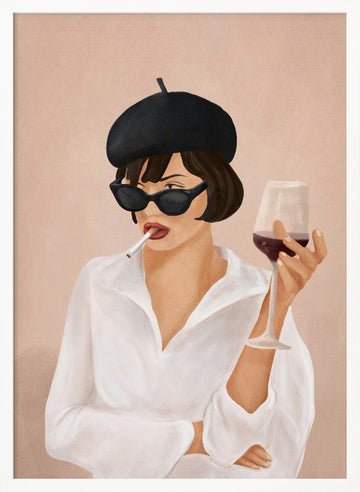 Chic Smoking Lady | Poster - White Frame Interior
