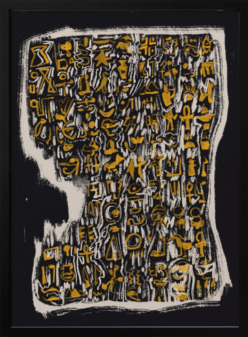 Golden Hieroglyphic Head | Poster - Black Metal Frame Interior