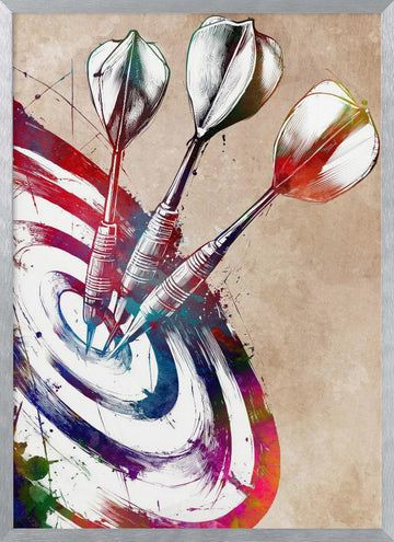 Vibrant Darts Target | Poster - Silver Frame Interior