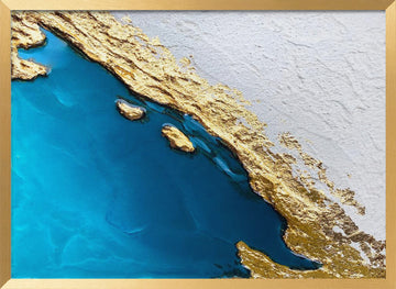 Golden Coastal Abstract | Poster - Gold Frame Interior