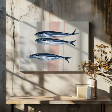 Three Blue Sardines | Canvas - Room Interior 2