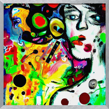 Vibrant Abstract Face | Poster - Silver Frame Interior
