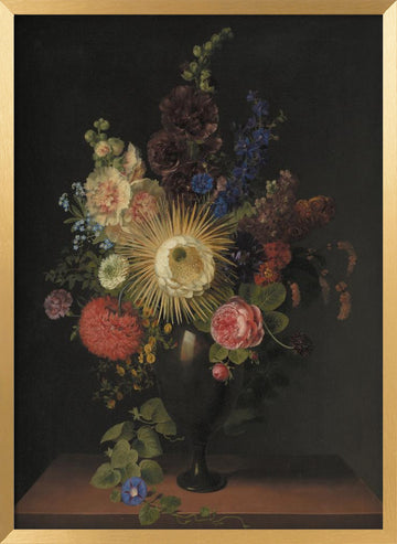 A Porphyry Vase With Cactus Grandiflora and Other Flowers By C. D. Fritzsch | Poster - Gold Frame Interior