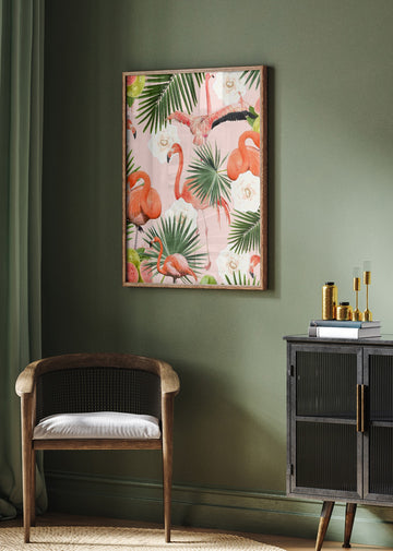 Flamingos Tropical Guava Bliss | Poster - Room Interior 2
