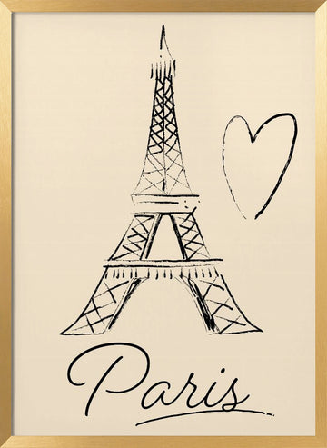 Eiffel Tower Paris Love | Poster - Gold Frame Interior