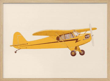 Yellow Vintage Airplane | Poster - Wood Frame Interior