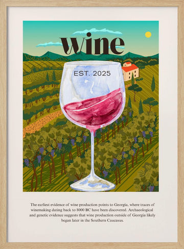 Vineyard Wine Glass | Poster - Wood Frame Interior