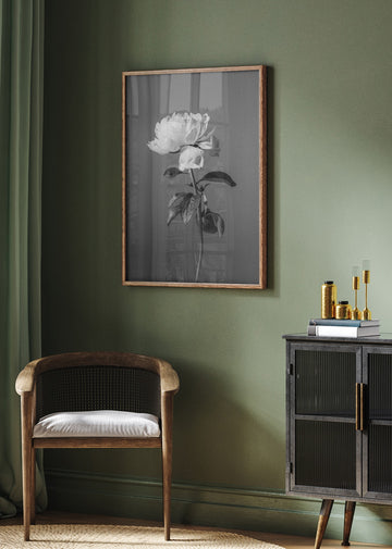 Monochrome Peony Flower | Poster - Room Interior 2