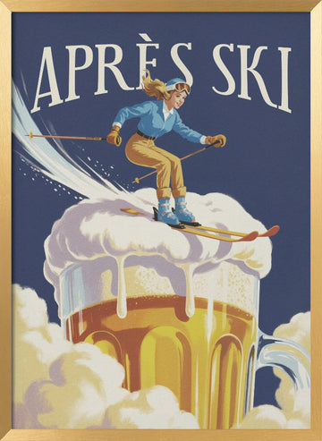 Apres Ski Fun | Poster - Gold Frame Interior
