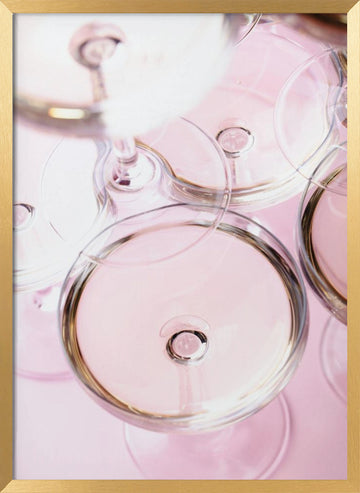 Soft Pink Champagne Glasses | Poster - Gold Frame Interior