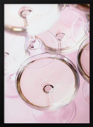 Soft Pink Champagne Glasses | Poster - Black Metal Frame Interior